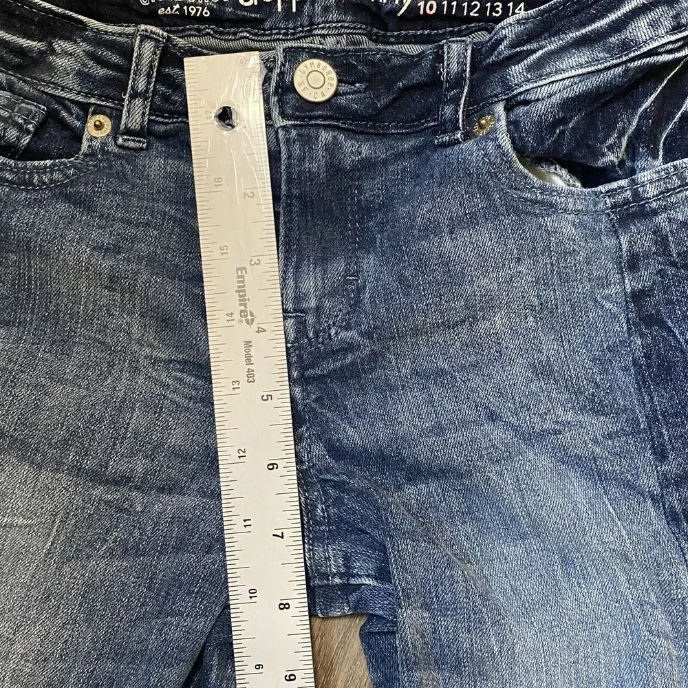 Gymboree Cropped Skinny Adjustable Waist Two-Tone Wash Blue Jeans Kids Girls‎ 10